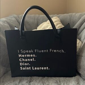 Chic Black Tote Bag with French Flair